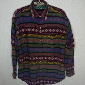 Authentic Kikomo Style- Shirt with Multicolor Pattern- Size Medium